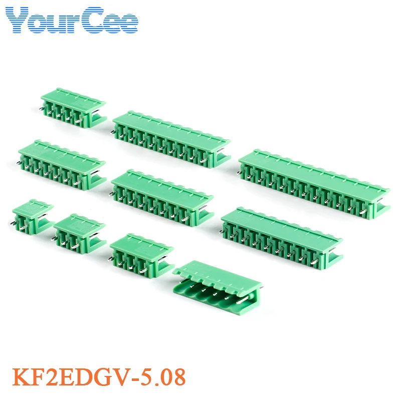 5 uds KF2EDGV/R/K-5.08mm conector de bloque de terminales conector de clavija doblada recta Terminal de conexión - imagen 3