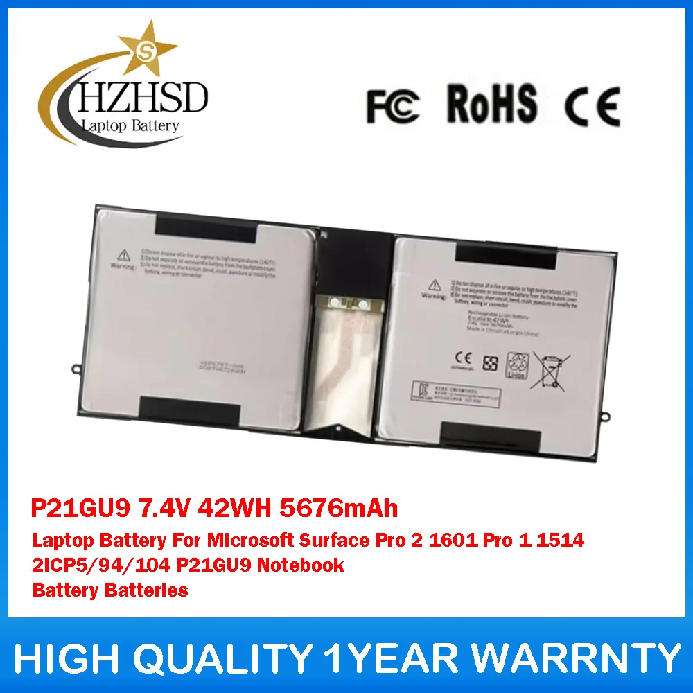 P21GU9 7,4 V 42WH 5676mAh batería del ordenador portátil para Microsoft Surface Pro 2 1601 Pro 1 1514 2ICP5/94/104 P21GU9 batería del cuaderno