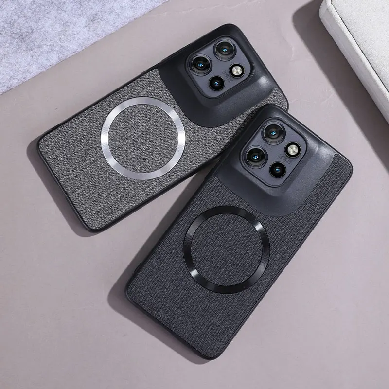 Funda para Magsafe carga inalámbrica para Moto S50 textura de tela protección de cámara a prueba de golpes cubierta dura para Motolora Moto Edge50 Neo - imagen 2