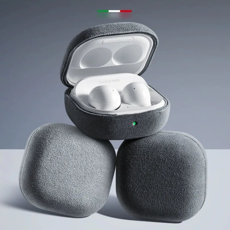 Funda de cuero de ante italiano para Samsung galaxy buds 2 Pro Live FE, funda de lujo de supercoche, todo incluido, carga inalámbrica