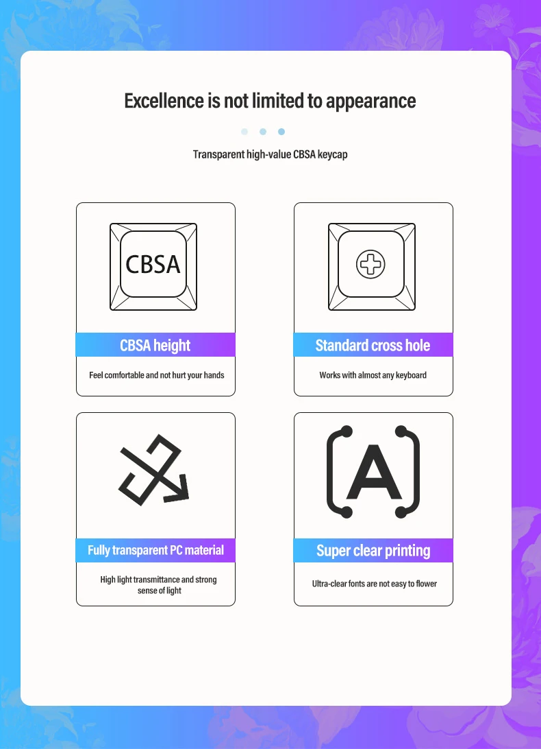 Teclas de teclado mecánico transparentes con perfil CBSA de 132 teclas, teclas de PC inyectadas con cuerno deshuesado moldeado en bandeja para Gateron Cherry MX - imagen 3