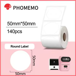 Phomemo-etiqueta adhesiva térmica autoadhesiva redonda blanca, etiqueta de identificación impermeable para impresora de etiquetas M110/M200/M220