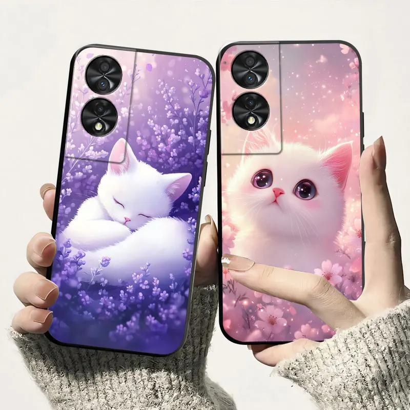 Rosa para TCL 50 SE 50 XL 5G 505 502 502 funda de silicona suave a prueba de golpes para TCL 50 5G contraportada TPU funda de teléfono gato Fundas de lujo - imagen 3