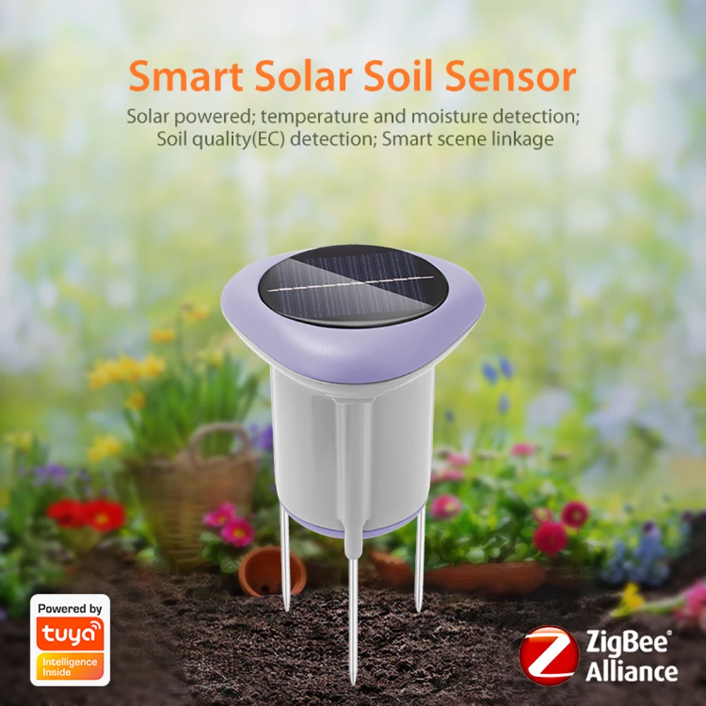 Sensor Solar de suelo Zigbee inteligente, medidor inalámbrico de humedad del suelo IP66, Detector de riego de automatización de jardín impermeable para jardín - imagen 3