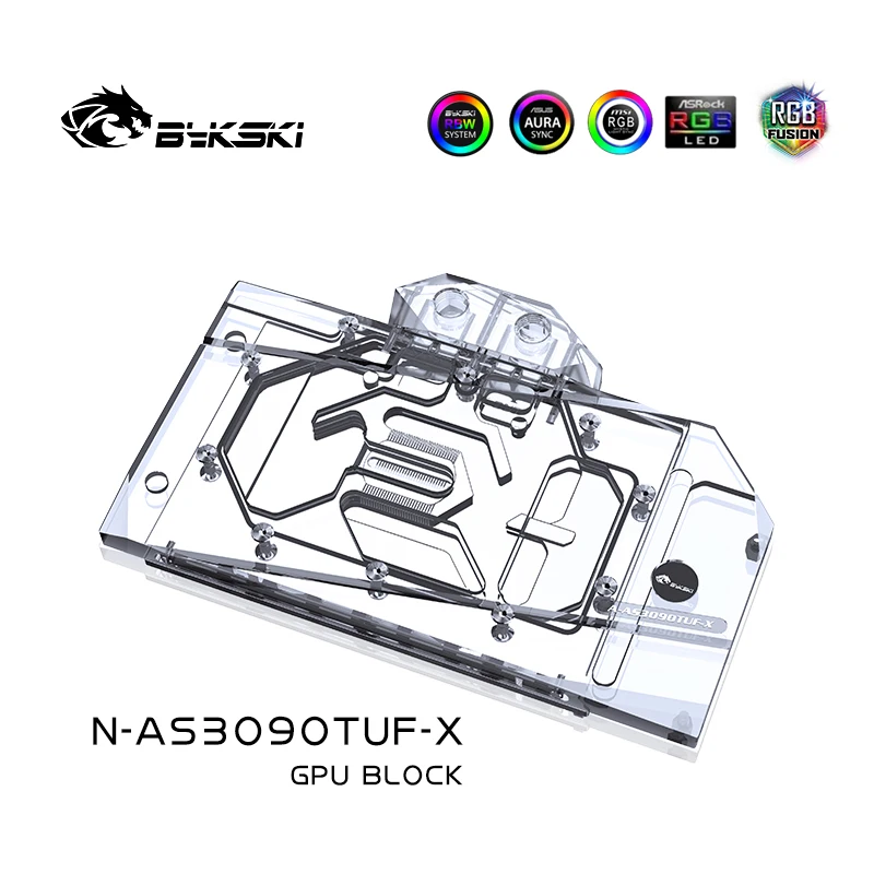 Bykski-bloque de agua para ASUS TUF RTX 3080 3090, tarjeta GPU videojuegos OC, radiador cobre, placa trasera RGB AURA N-AS3090TUF-X - imagen 4