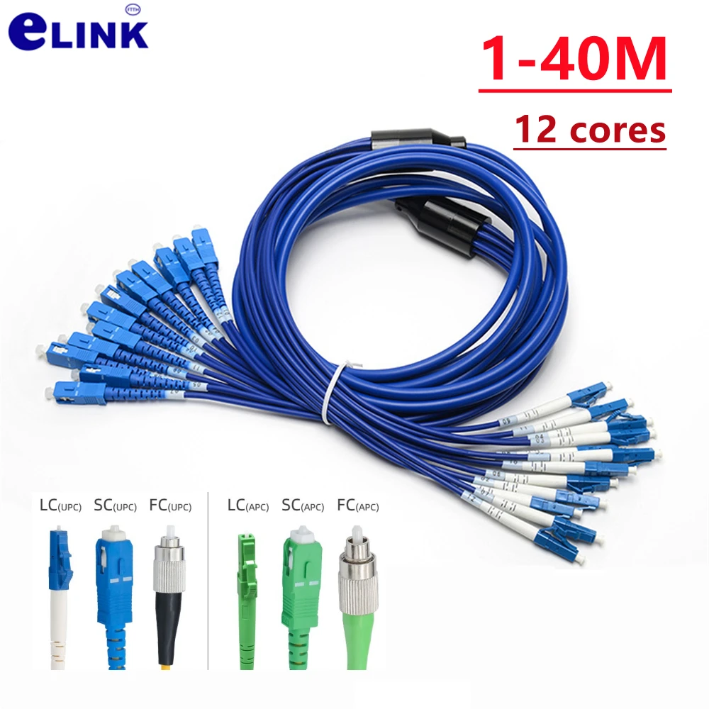Cable de conexión blindado SC 12 núcleos azul 1-40m 20m 30m 10m 15m monomodo 12C LC FC ST APC SM 12 fibras puente de fibra óptica para exteriores - imagen 2