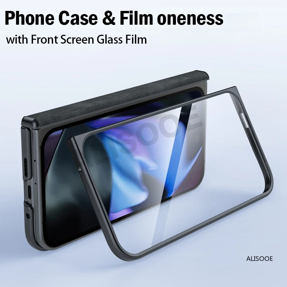 Funda de cuero con bisagra magnética para Google Pixel 9 Pro, cubierta protectora de vidrio con pantalla frontal, plegable - imagen 2