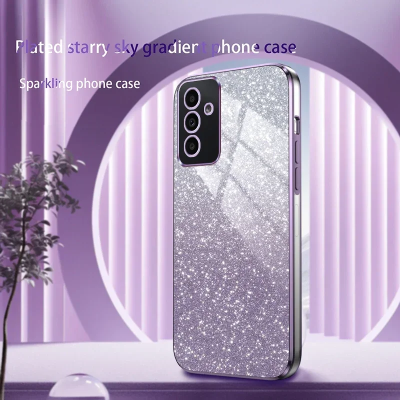 Funda de silicona chapada con purpurina brillante para Samsung Galaxy A55 A17 A35 A25 A15 A05 A05S A54 A34 A24 A14 A04s, funda trasera suave ostentosa - imagen 4