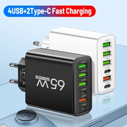 Cargador USB-C 65 W de 6 Puertos para Carga Rápida