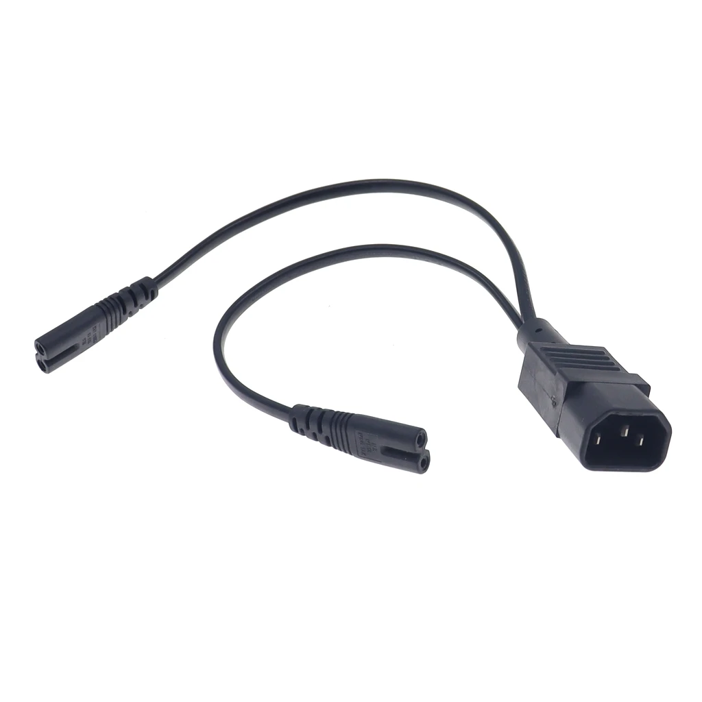 Cable adaptador divisor hembra Dual IEC 320 C14 a C7 + C7, Cable corto a dos salidas, 2.5A, 250V - imagen 3