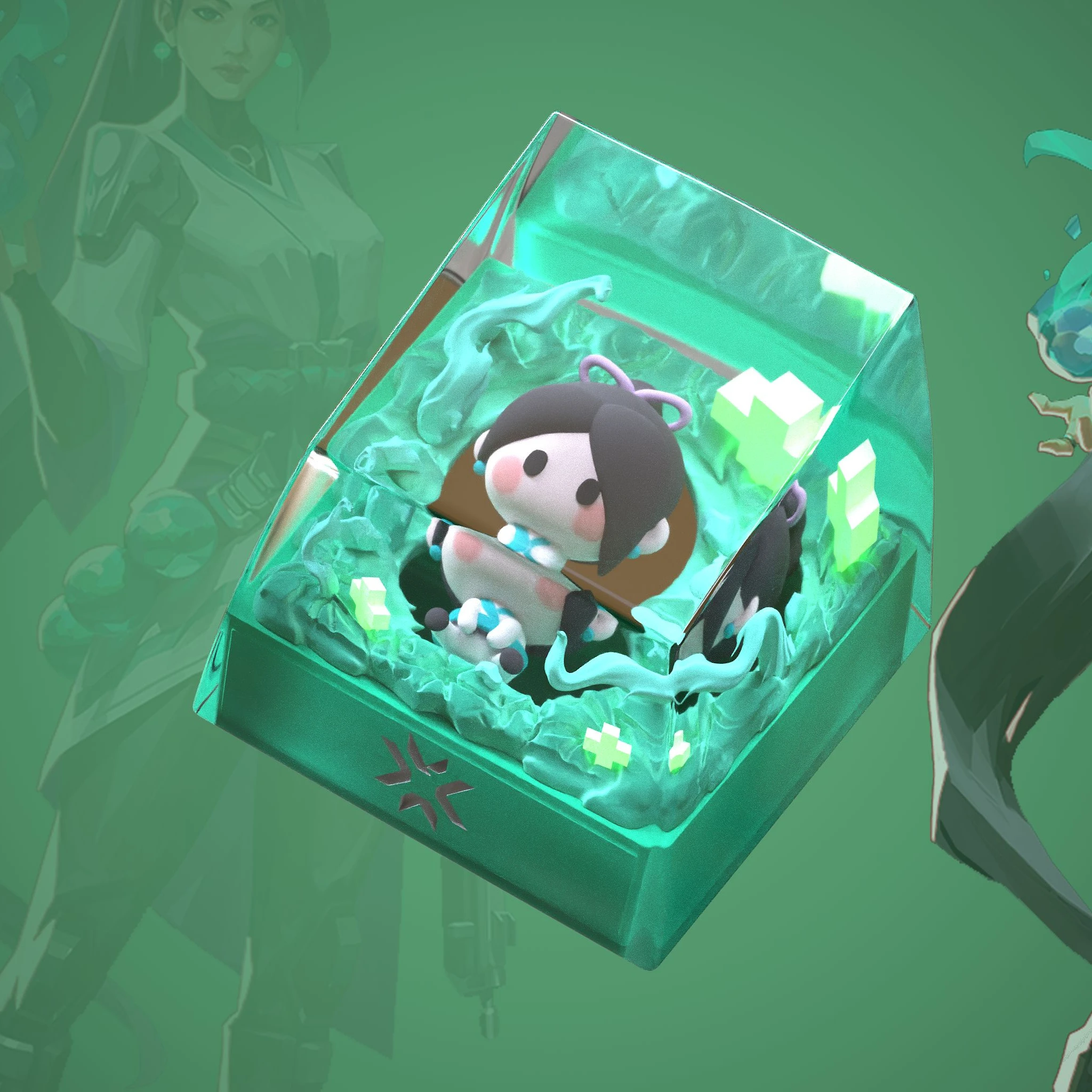 Valorant-tapas de teclas de Anime, teclas artesanales de resina 3D, teclas personalizadas hechas a mano para accesorios de teclado mecánico Sage - imagen 2