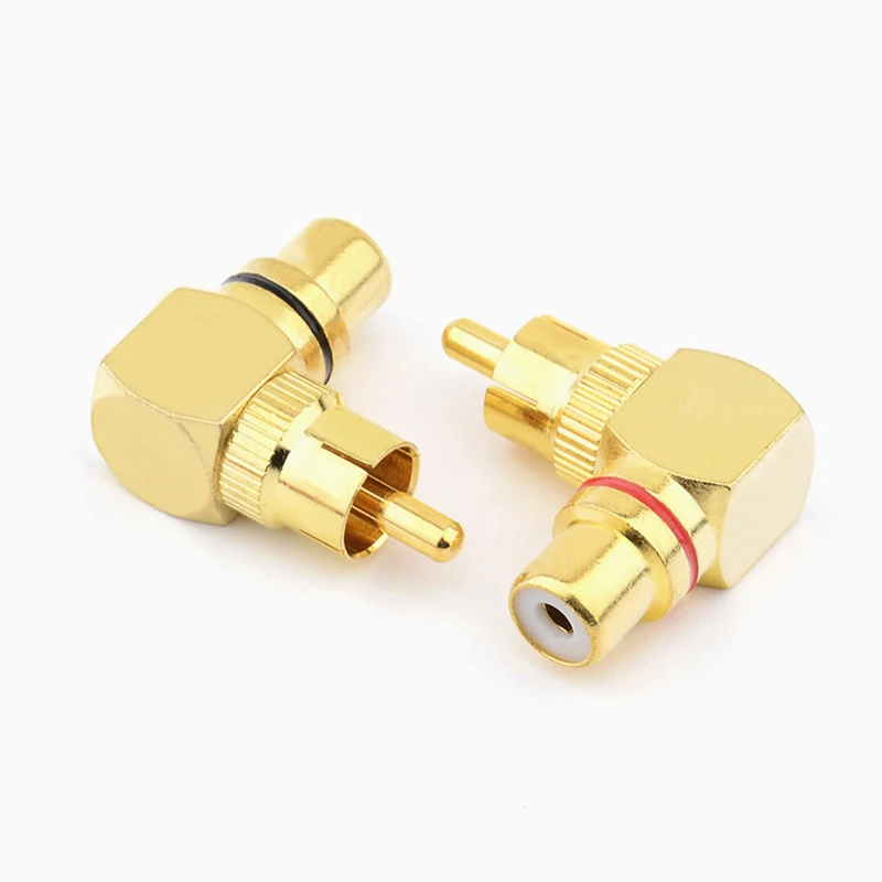 Adaptador de loto RCA de cobre puro, 2 uds., macho a hembra, ángulo recto, enchufe de 90 grados, cable de audio AV lotus macho a hembra, codo L - imagen 4