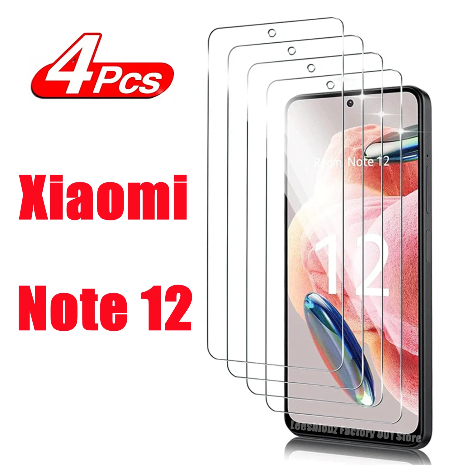 Protector de pantalla de vidrio templado 9H para Xiaomi Redmi Note 12 4G/5G HD Protección transparente antiarañazos Juego de 2/4 piezas