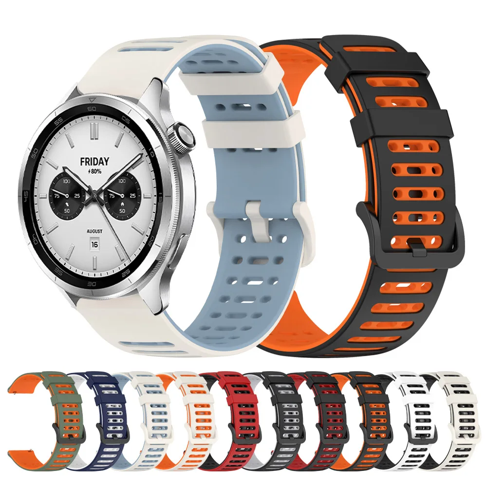 Correa deportiva de silicona de 22mm para Xiaomi Watch 2 Pro/Color 2, Correa suave para Mi Watch S4 S3 S2 S1 Active/Pro, pulsera de dos tonos