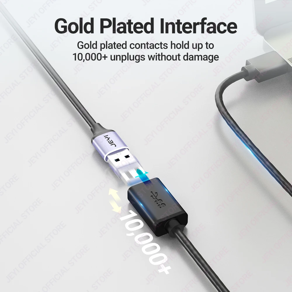 JEYI Cable de extensión USB, USB 3.0 GEN1 5G extender cable macho a hembra, teclado, ratón, unidad flash compatible con transferencia rápida de datos - imagen 5