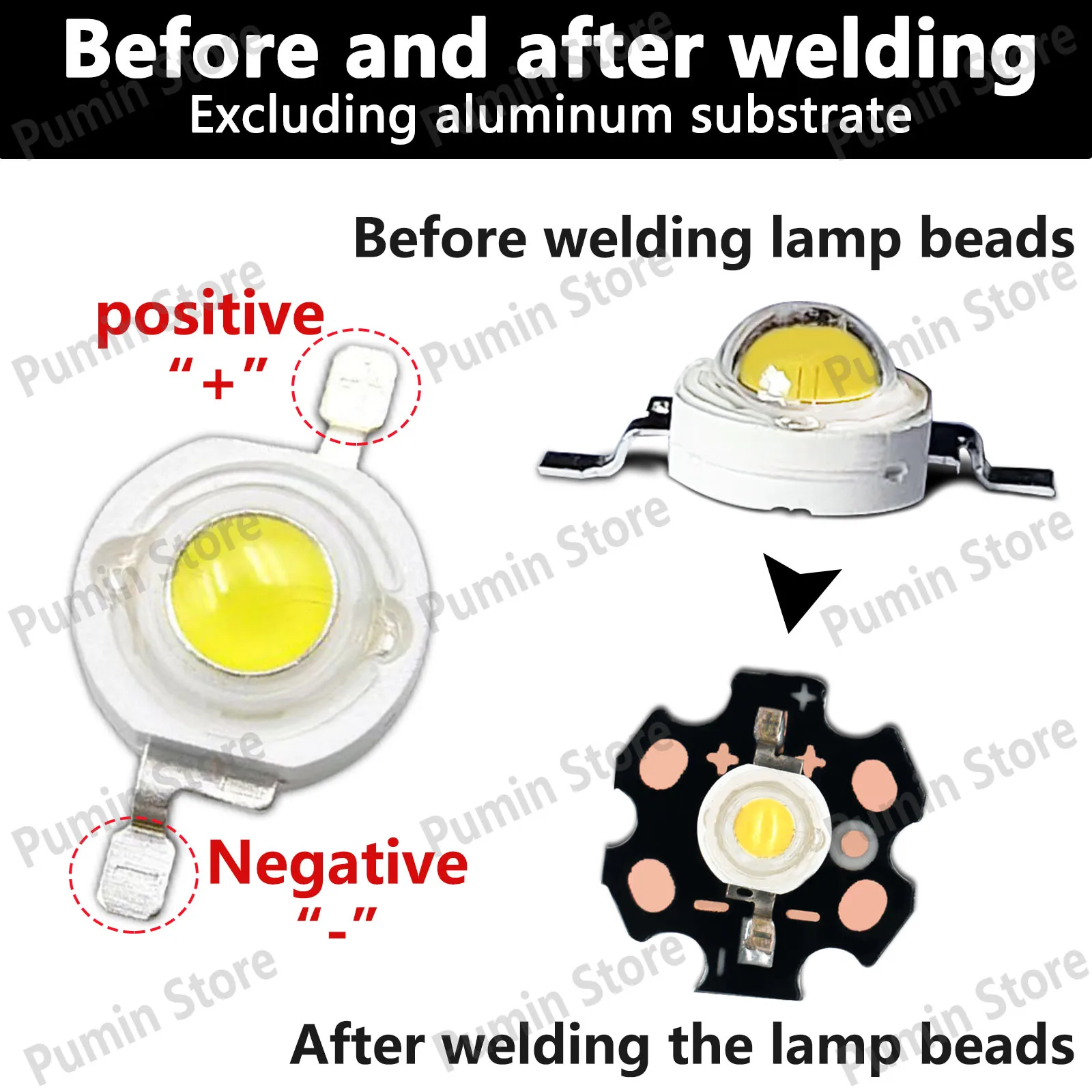 100 Uds 3W cuentas LED DC3.6-3.9V 3000K 4000K 6500K 10000K 350-700mA tubo adecuado foco de luz linterna fuente de luz cuentas - imagen 3