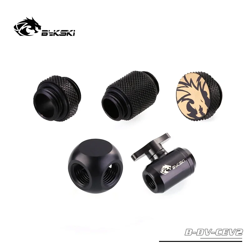 Kit de interruptor de válvula de agua Bykski, conector/interruptor de sistema de enfriador de rosca doble interior G1/4 pulgadas + enchufe + conector macho a macho - imagen 2