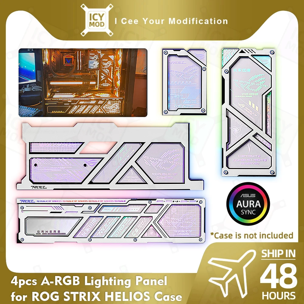 ROG Strix Helios GX601 RGB MOD 4 Uds Kit de Panel de iluminación grabado con láser 5V3PIN caja de PC personalizada AURA SYNC - imagen 2