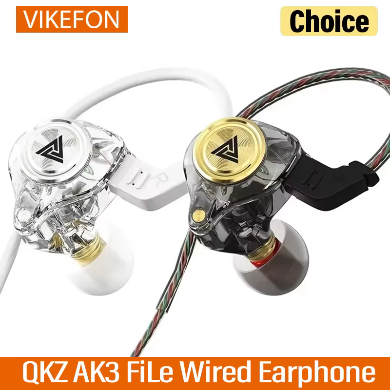 QKZ AK3 FiLe auriculares con cable con micrófono Monitor de música HiFi auriculares bajos auriculares con cancelación de ruido para auriculares deportivos para juegos - imagen 2