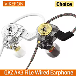 QKZ AK3 FiLe auriculares con cable con micrófono Monitor de música HiFi auriculares bajos auriculares con cancelación de ruido para auriculares deportivos para juegos