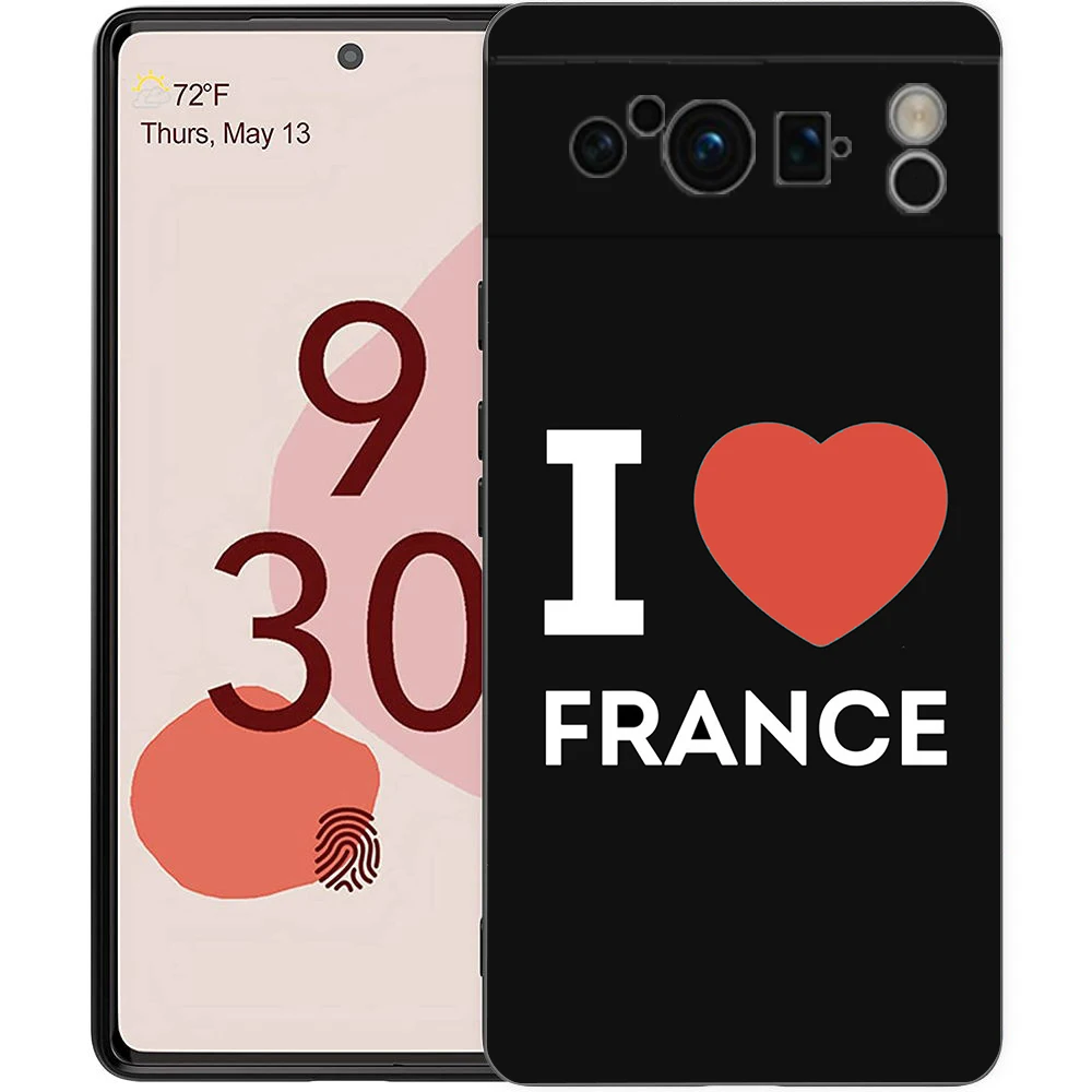 Funda de teléfono con bandera de Francia para Google pixel 9 8 7 6 Pro 8A 6A 7A 5G, funda negra de silicona a prueba de golpes - imagen 4