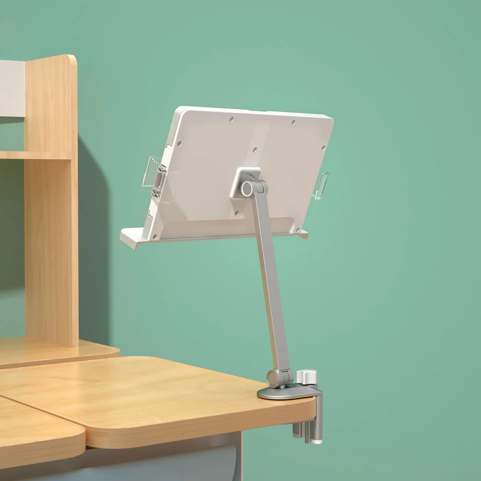 Soporte de libro de lectura de aluminio con sujeción de escritorio, soporte ajustable multiángulo para libros de lectura, mesa, soporte para libros de Camping, soporte para tableta - imagen 3