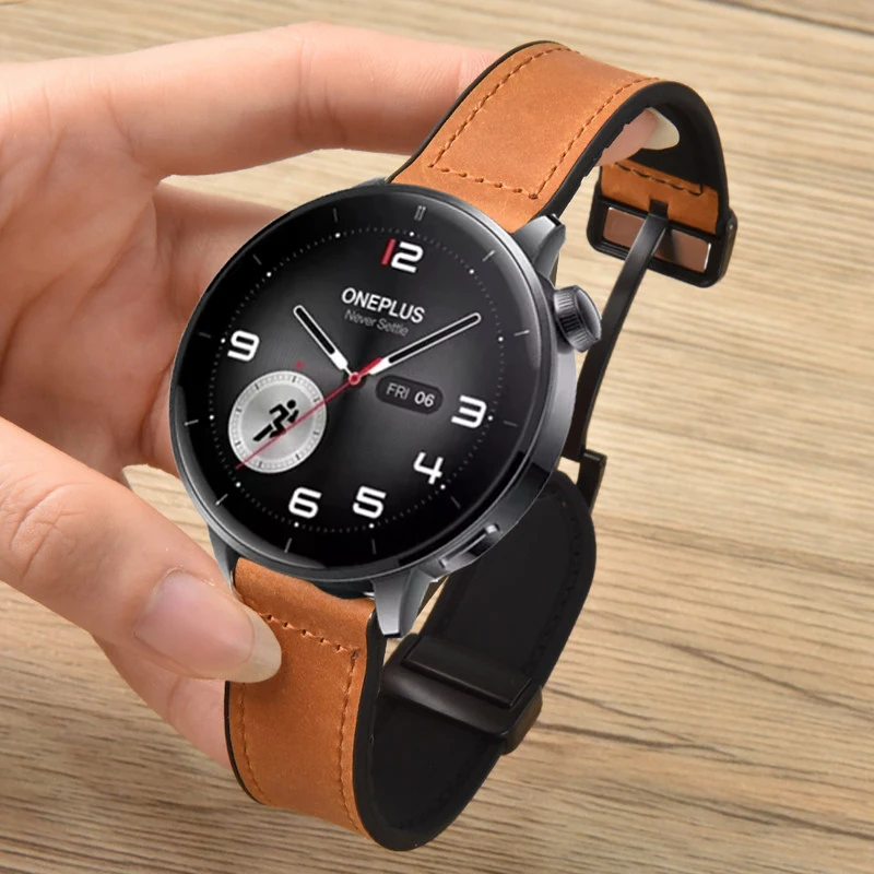 Correa de cuero y silicona de 22mm y 18mm para reloj Oneplus 3, banda magnética de 43mm para reloj Oppo S/X X2 4Pro/Oneplus 46mm/Oneplus 3 2 2R - imagen 2