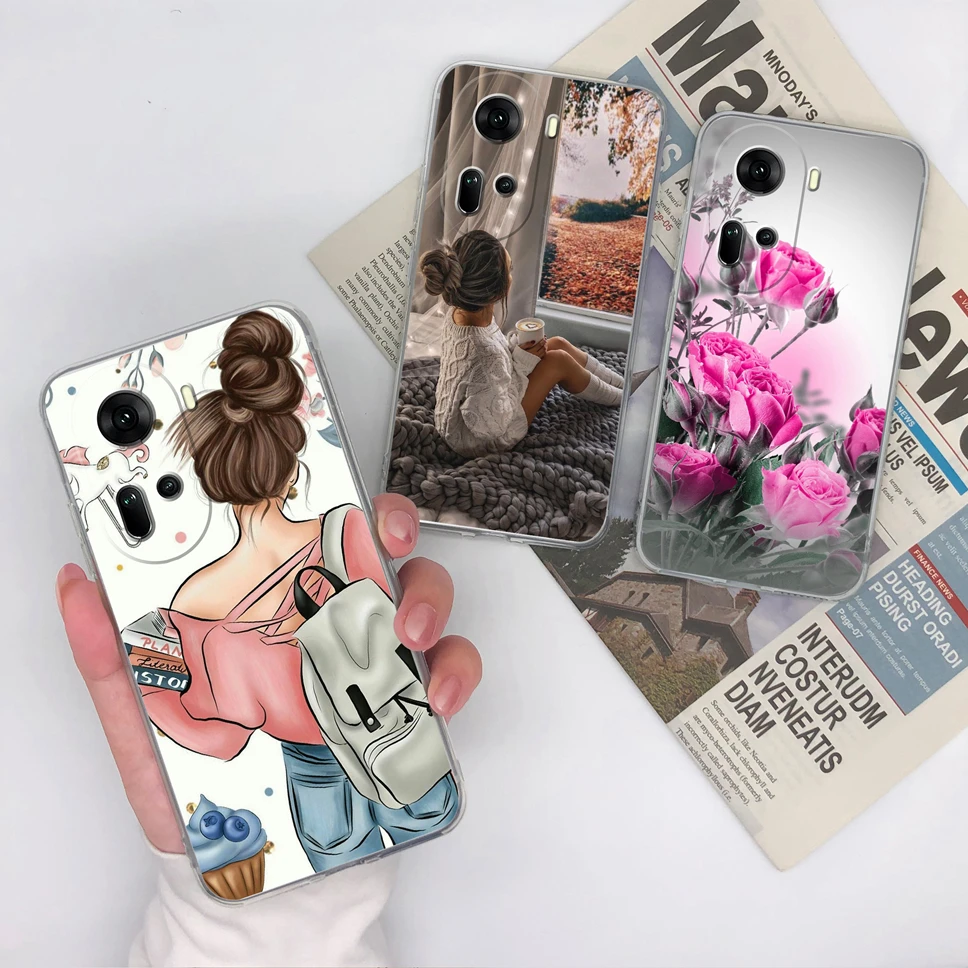 Para Oppo Reno 11 5G funda de teléfono moda corazón funda protectora transparente suave silicona TPU Shell Coque para Oppo Reno11 5G Fundas Capa - imagen 4