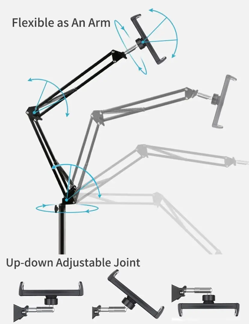 Soporte de suelo para tableta, base de altura ajustable para iPad Air, Xiaomi Pad Pro, Kindle, Samsung Mini, 11, 12,9, 13 pulgadas - imagen 4