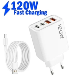 Cargador USB 120W 4 Puertos USB-C Carga Rápida QC 3.0
