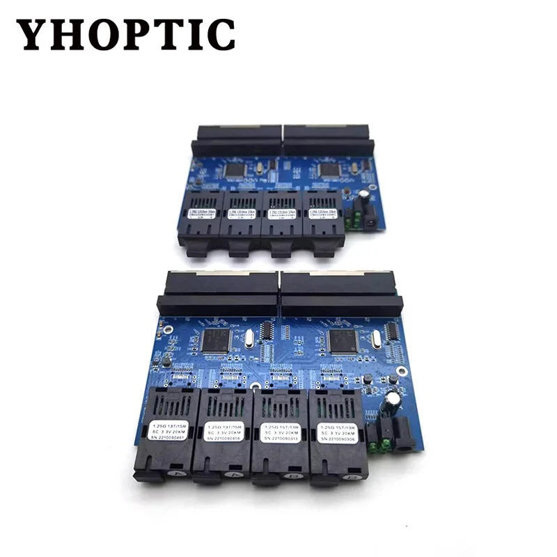 Conmutador convertidor de fibra óptica PCBA Borad de 100/1000Mbps, 4 puertos de fibra, 8 puertos RJ45, transceptor de fibra monomodo SC Simplex/Duplex - imagen 4