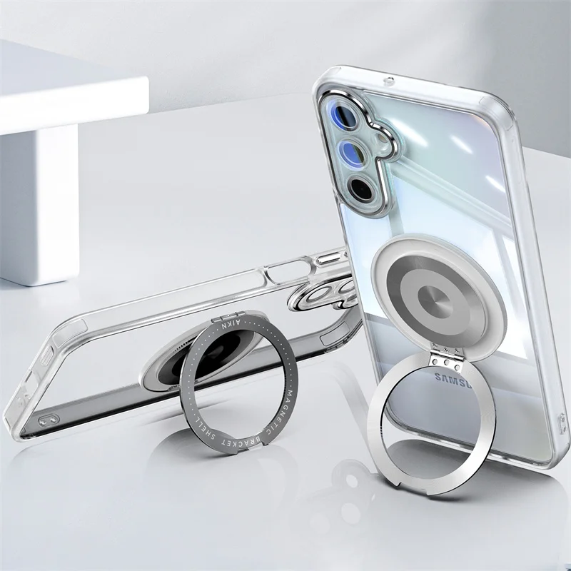 Soporte magnético de anillo de Metal transparente, funda de teléfono con carga Magsafe para Samsung Galaxy A06 A16 A26 A36 A56, funda transparente a prueba de golpes - imagen 2