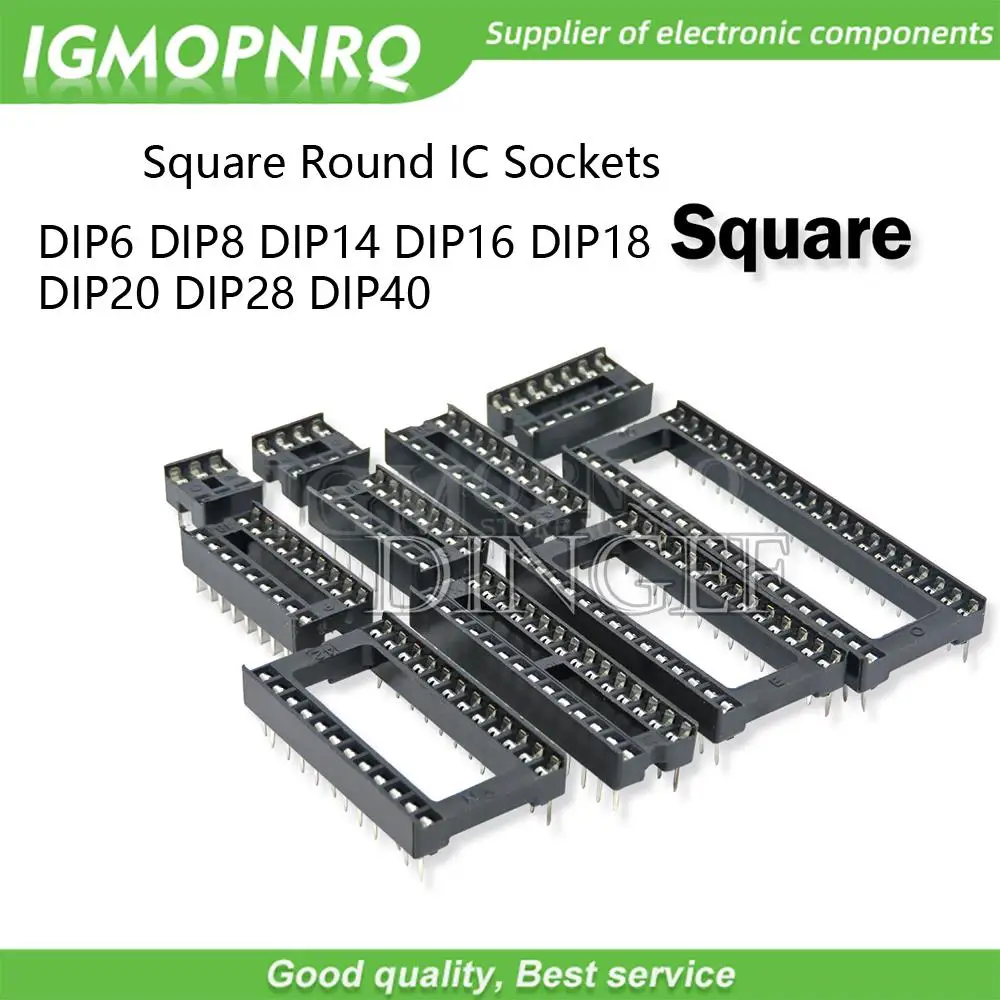 Enchufes IC redondos y cuadrados de 10 piezas, conector DIP, DIP6, DIP8, DIP14, DIP16, DIP18, DIP20, DIP28, DIP40, 6, 8, 14, 16, 18, 20, 24, 28, 40 pines
