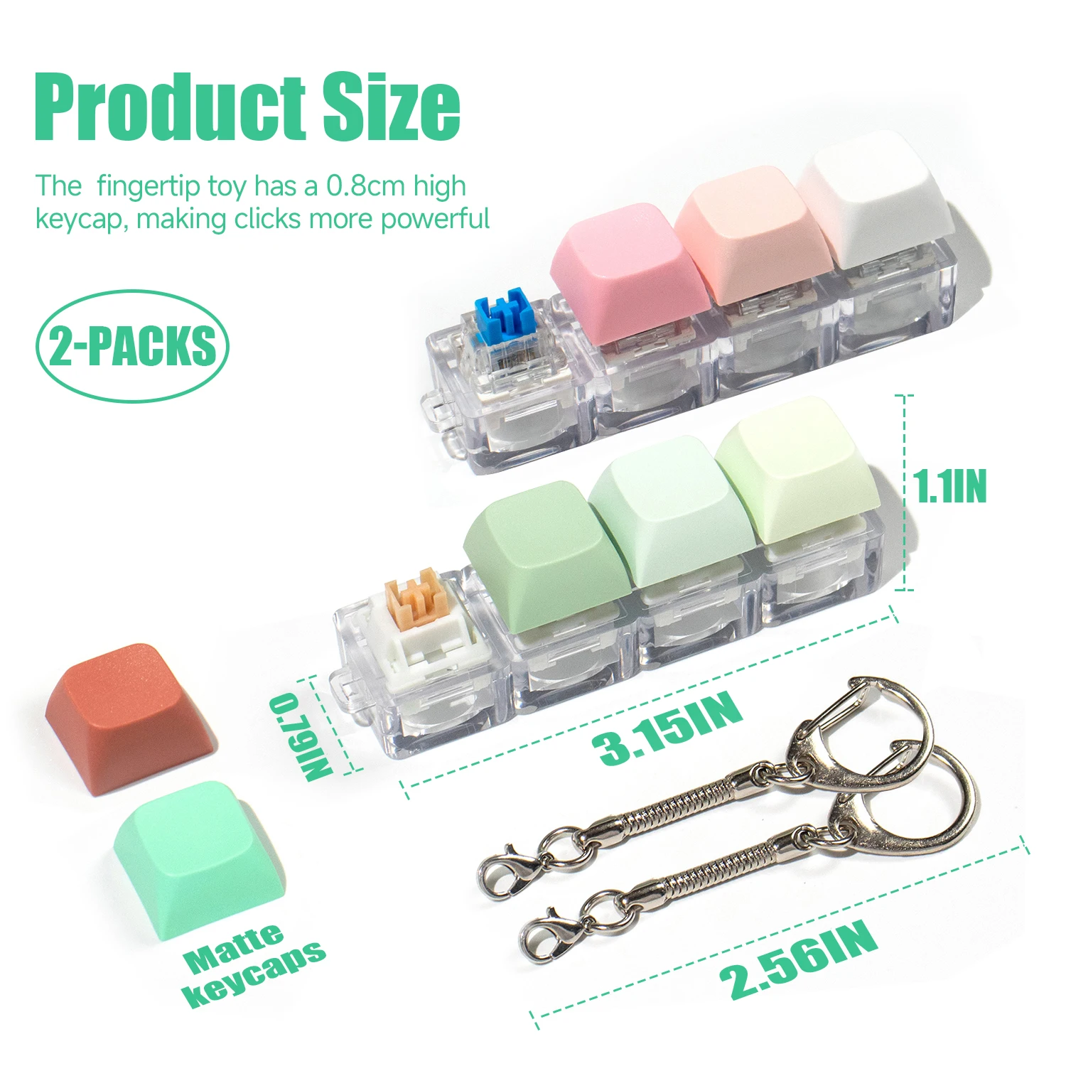 Teclado llave juguete botón Keycap Fidget llavero teclado Clicker llave mecánica juguete alivio teclado Fidget Clicker - imagen 2