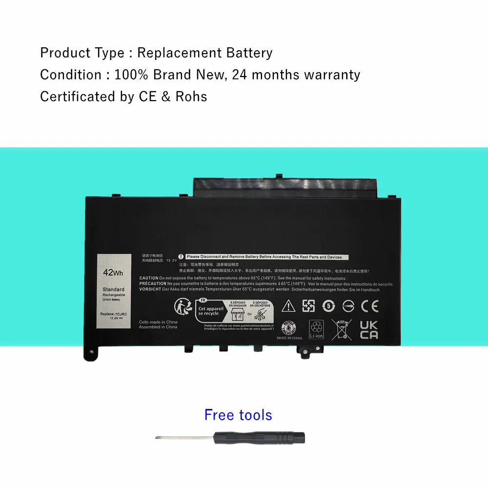Juyaning 11,4 V 42Wh batería del ordenador portátil para Dell Latitude 12 E7270 E7470 serie 7CJRC 07CJRC - imagen 3
