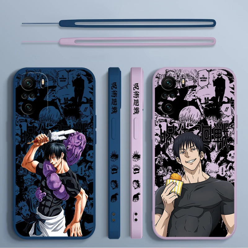 Funda de teléfono de Anime Jujutsu Kaisen Toji para Xiaomi Redmi Note 13, 12, 12Pro, 11, 11S, 11T, 10S, 10 Pro Plus, 5G, cuerda líquida izquierda - imagen 2