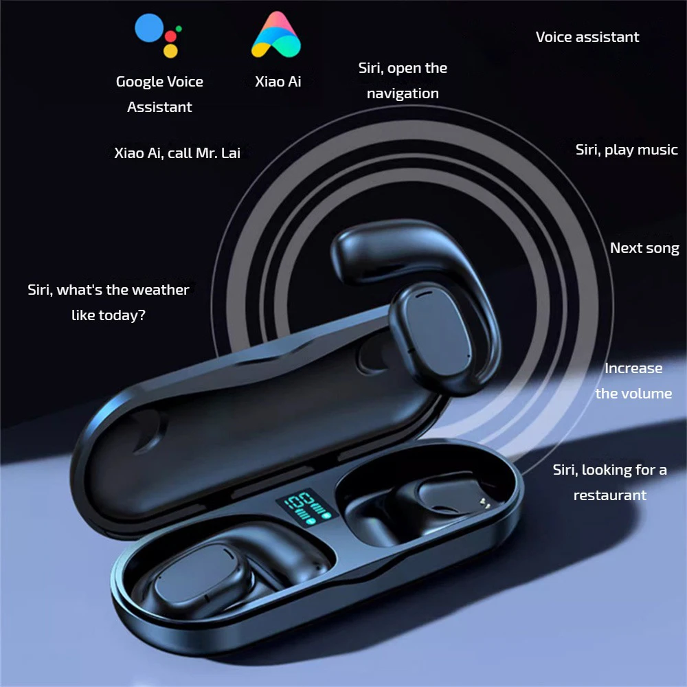 Auriculares inalámbricos de conducción de aire, audífonos deportivos con Subwoofer, no internos, binaurales, 5,3