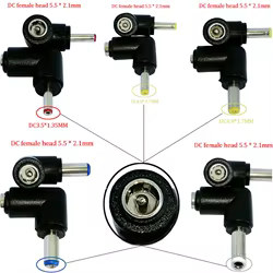 Cabezal de conversión de energía de boca redonda CC, codo de 90 grados, 5,5x2,1 hembra a 3,5x1,35/4,0x1,7/4,8x1,7/2,1 5,5 x/5,5x2,5mm, 2 piezas