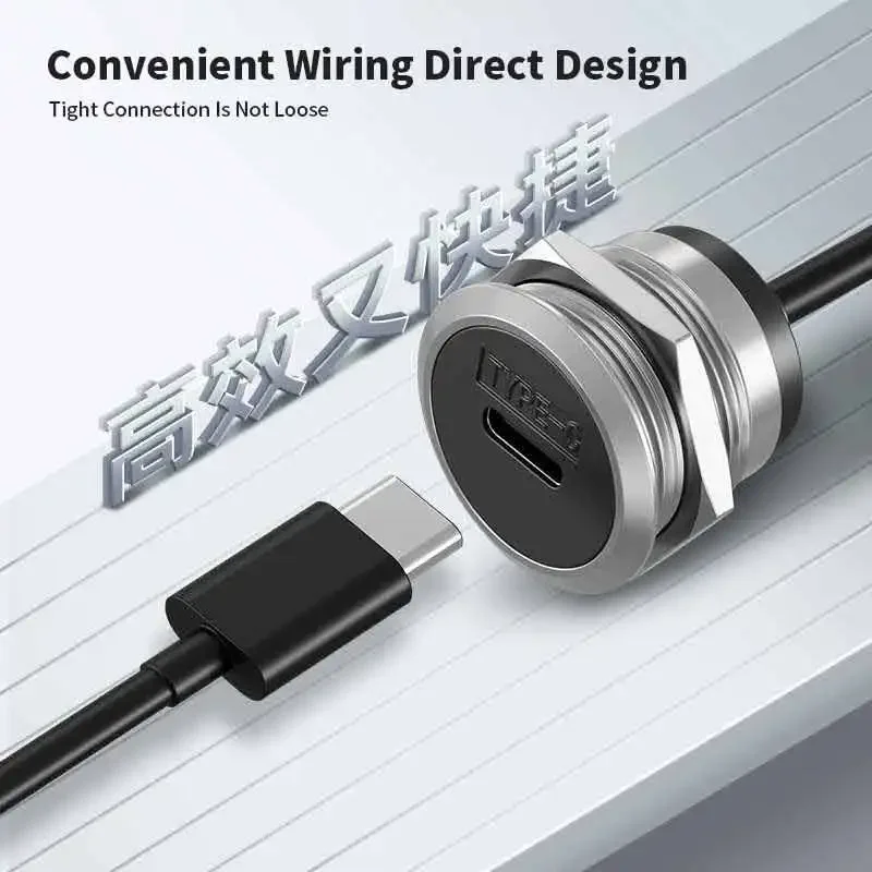 Placa de roscado hembra a macho de TYPE-C, Cable de extensión, enchufe de interfaz con Cable, enchufe de 24 pines, línea de transmisión de datos tipo C - imagen 4