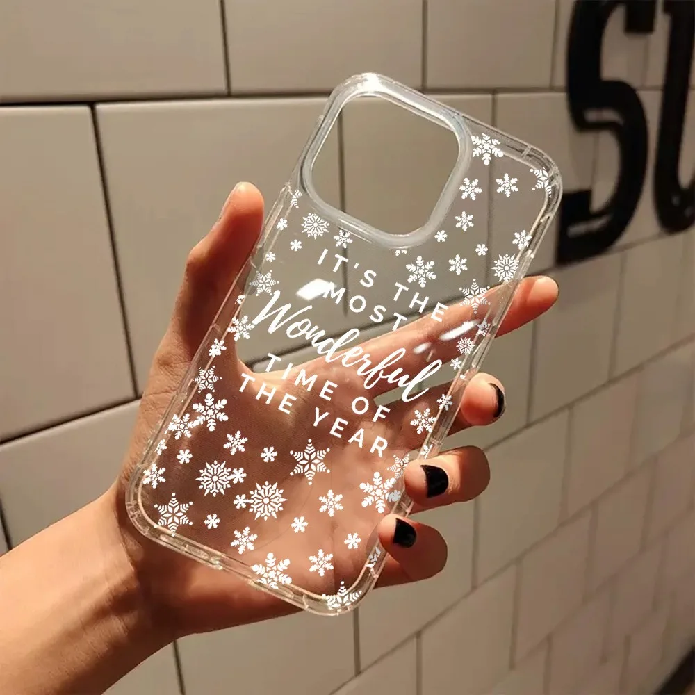 Funda de teléfono transparente estética con bonitos copos de nieve de Navidad para iPhone 17 16 11 12 13 14 15 Pro Max XR XS X 7 8 Plus 17 fundas de aire - imagen 4