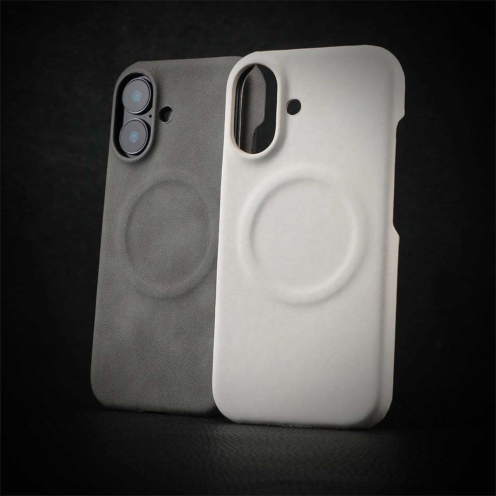 Funda de teléfono magnética de piel de oveja de negocios para iPhone 17 Air 12 13 14 15 16 Pro Max cubierta dura de lujo de Color sólido a prueba de golpes