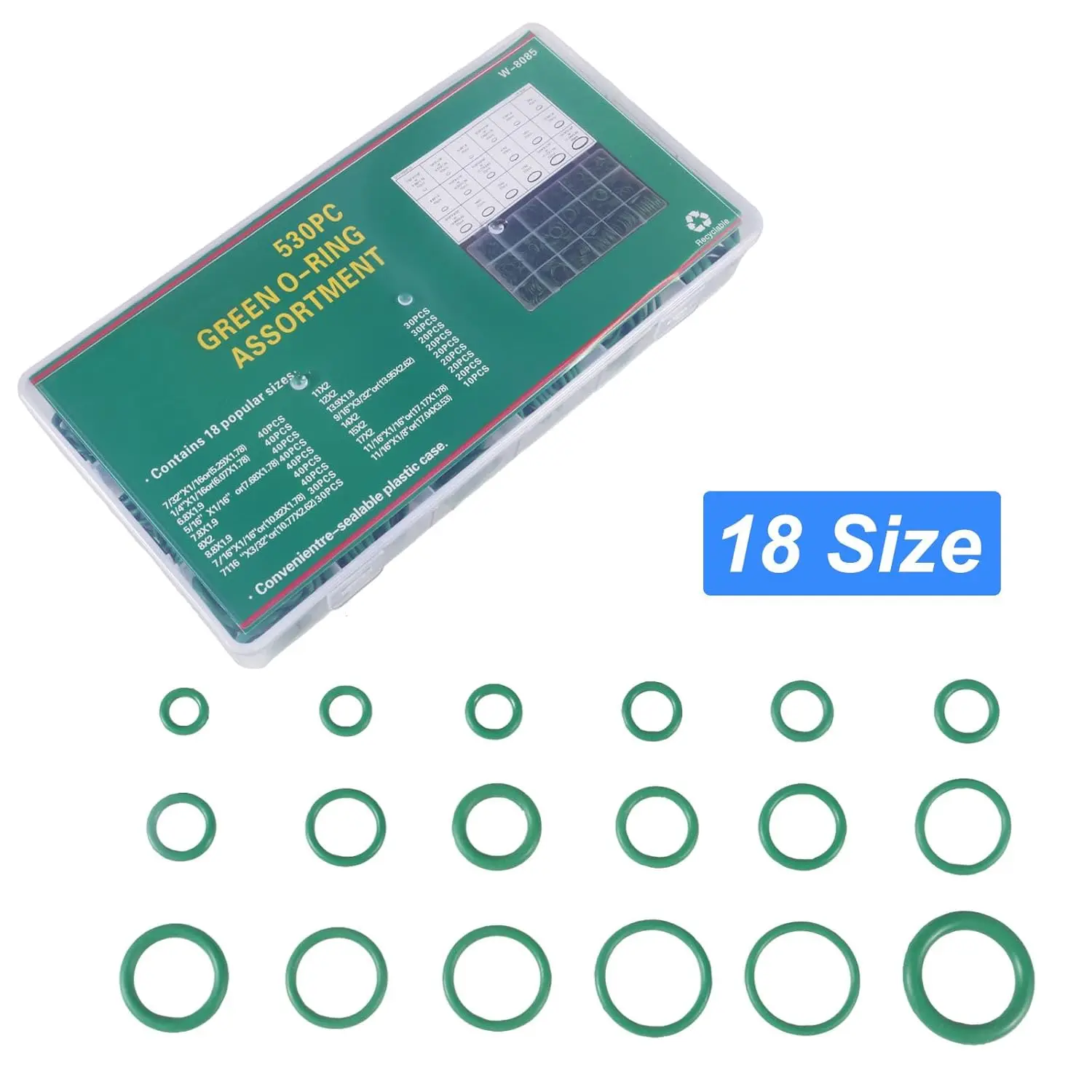 Kit de juntas tóricas de goma, 18 tamaños, junta tórica para reparación de vehículos, Kit surtido de sellos de compresor de aire acondicionado, 530 Uds. - imagen 5