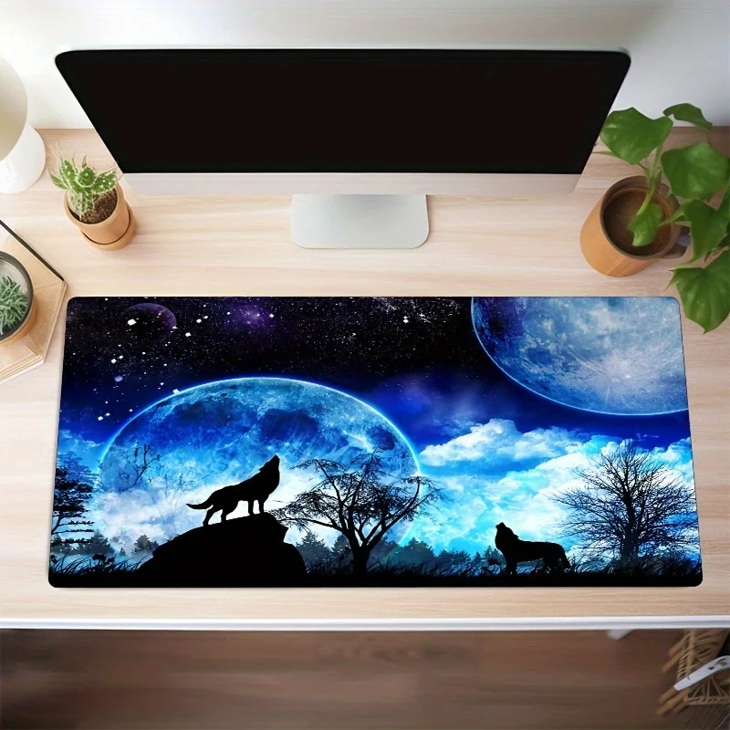 Pintura nocturna, hermosa Luna nocturna, Animal, lobo rugiente, alfombrilla para ratón, teclado grande, portátil de oficina, accesorios de aprendizaje para juegos - imagen 3