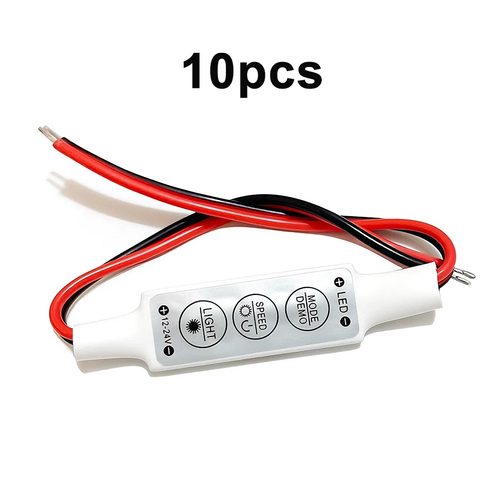 10 Uds Mini 12V luz LED atenuación 3 teclas controlador de un solo Color controlador de atenuación y interruptor para 3528 5050 5630 tira de luz Led - imagen 3