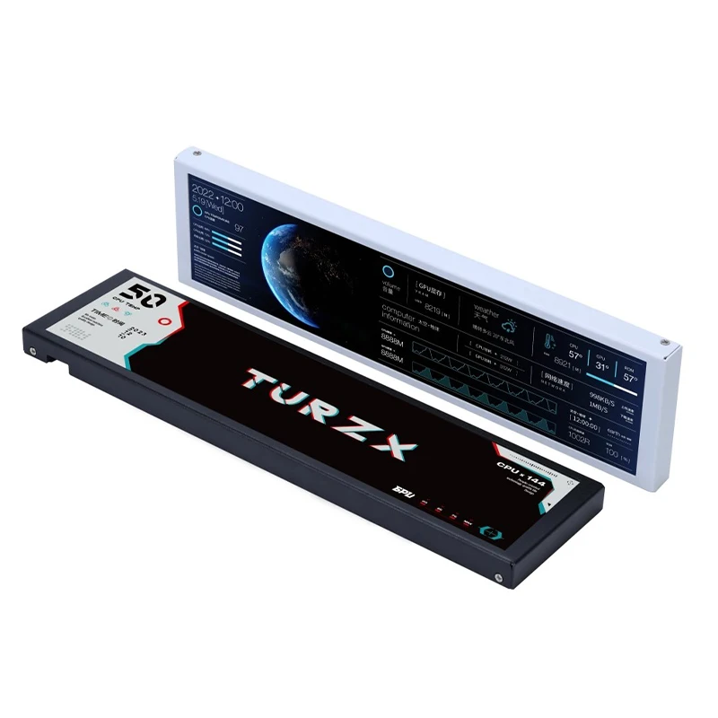 Turing-Smart Caja de computadora Pantalla IPS de 9,2 pulgadas Tipo-C, Monitor de gabinete para jugadores de PC Monitoreo AIDA 64 libremente, Negro/Blanco - imagen 2