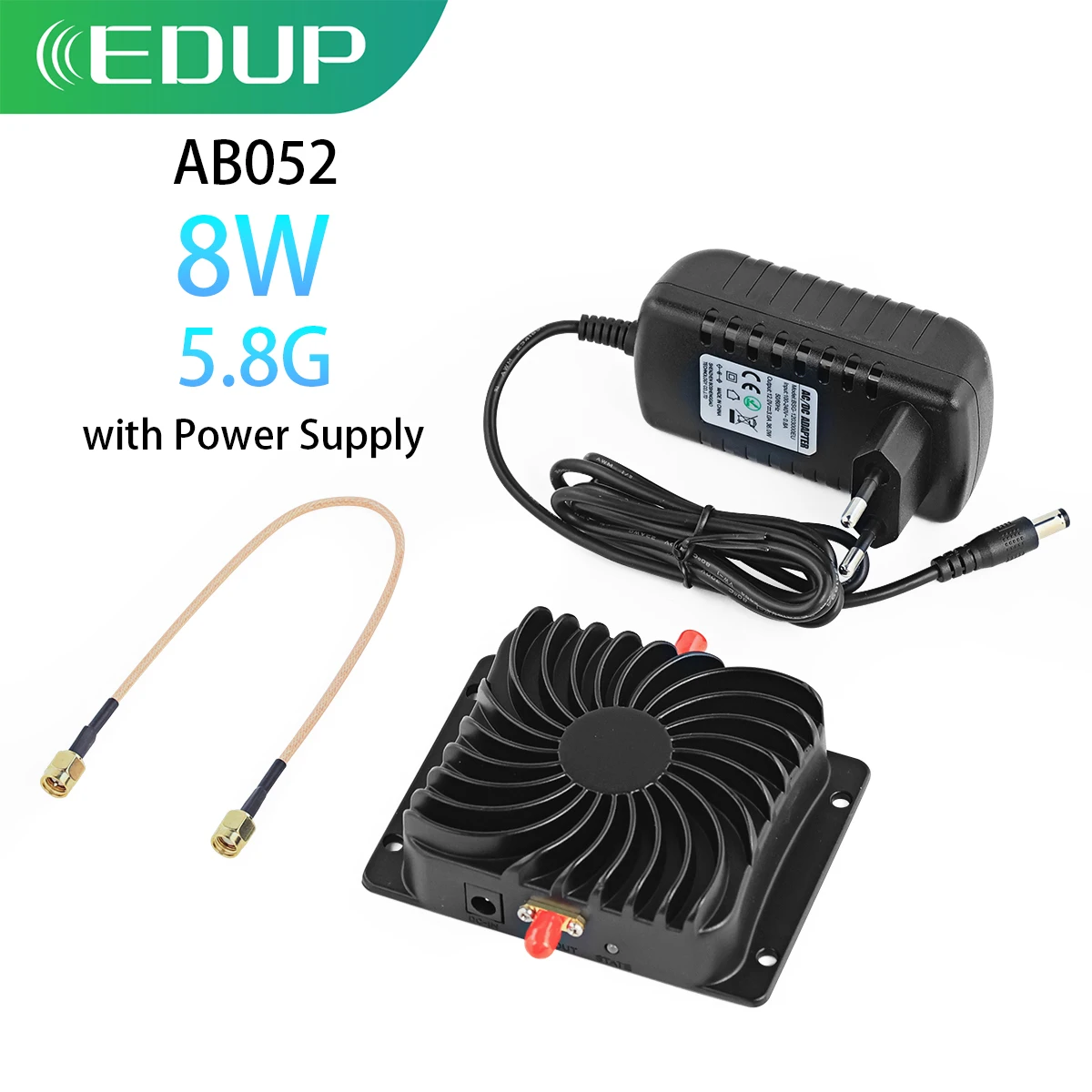 Amplificador de señal EDUP AB052 de 5,8 GHz con fuente de alimentación de 12 V/3A, potencia 50X, mejora la cobertura de calidad del enlace, ruido ultrabajo