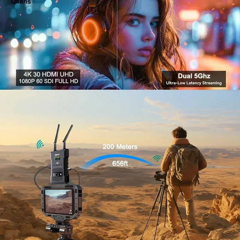 Transmisor y receptor de vídeo inalámbrico SDI de 200m, 1080P, extensor HDMI Dual 4K para ordenador portátil, cámara de PC, transmisión en vivo a Monitor de TV - imagen 5