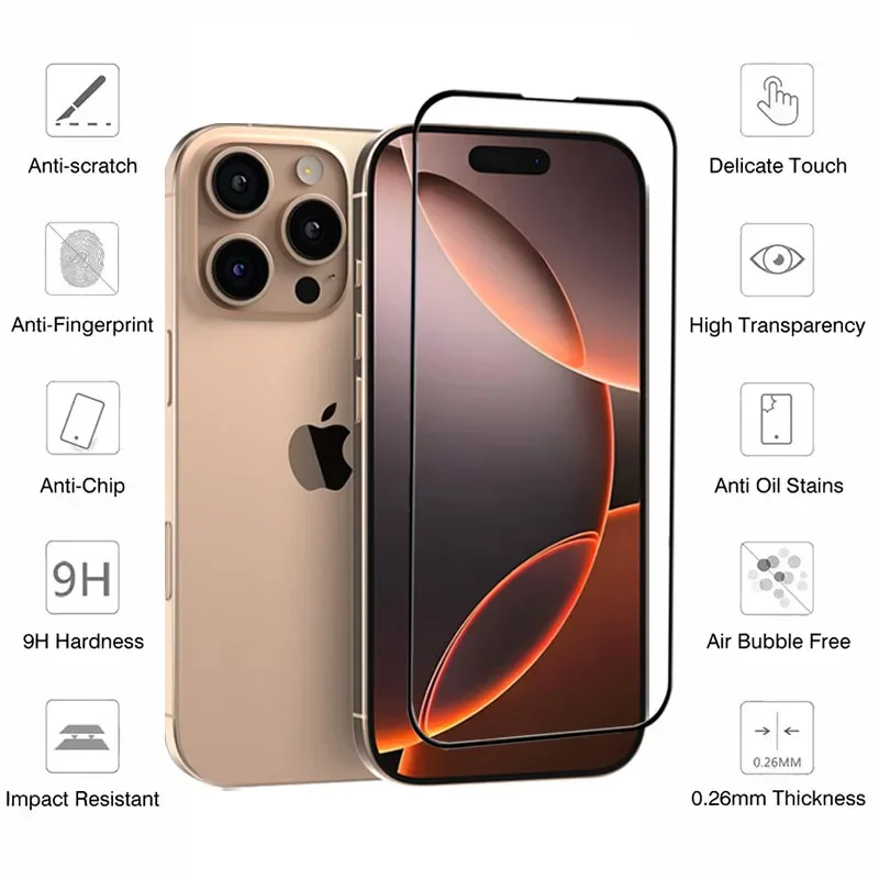 Vidrio templado 6 en 1 para iPhone 16, 15, 14, 11 Pro Max Plus, Protector de pantalla para iPhone 12 13 Mini X XS Max XR 7 8 Plus, cristal de lente - imagen 5