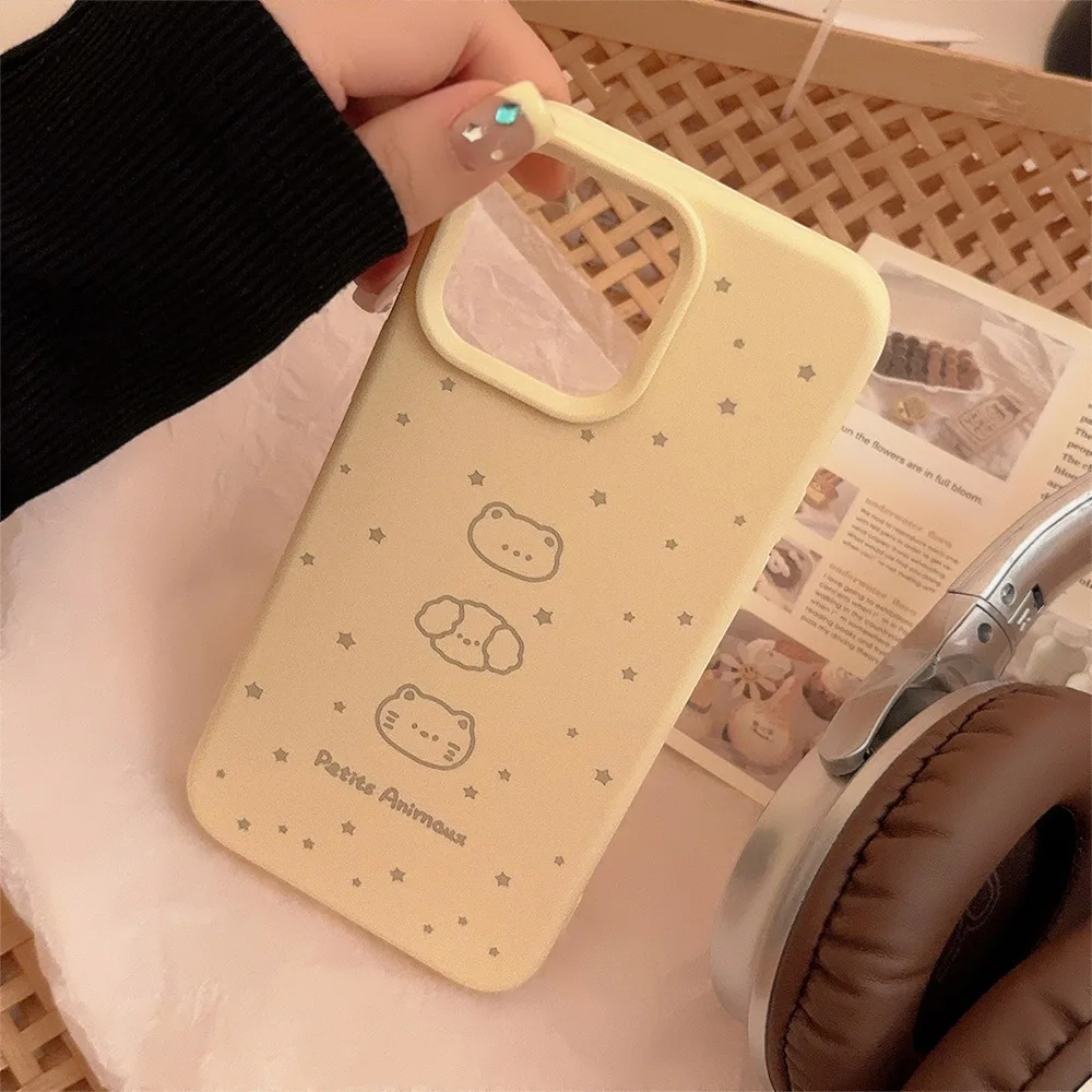 Fundas de teléfono con dibujos de animales y estrellas para iPhone, Fundas protectoras minimalistas, 16 Plus Pro Max, 15, 14, 13, 12 - imagen 3
