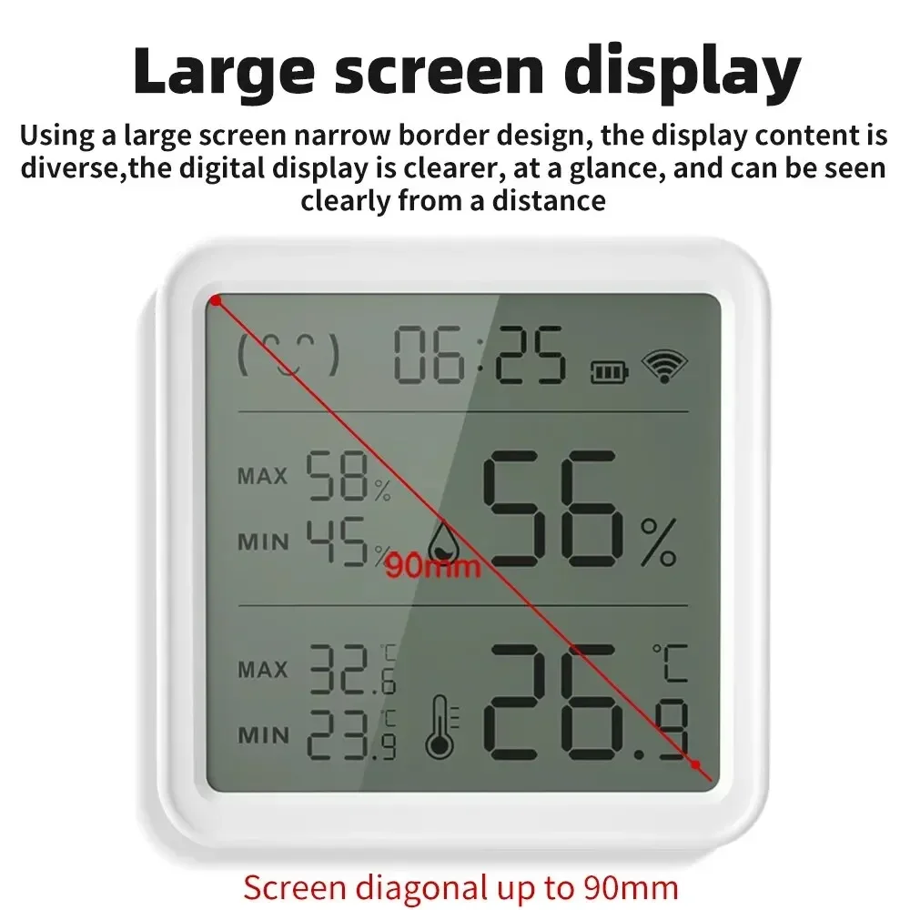 Sensor de temperatura y humedad para el hogar inteligente, higrómetro con retroiluminación, termómetro, Compatible con Bluetooth, Control remoto por aplicación, WiFi, Tuya - imagen 3